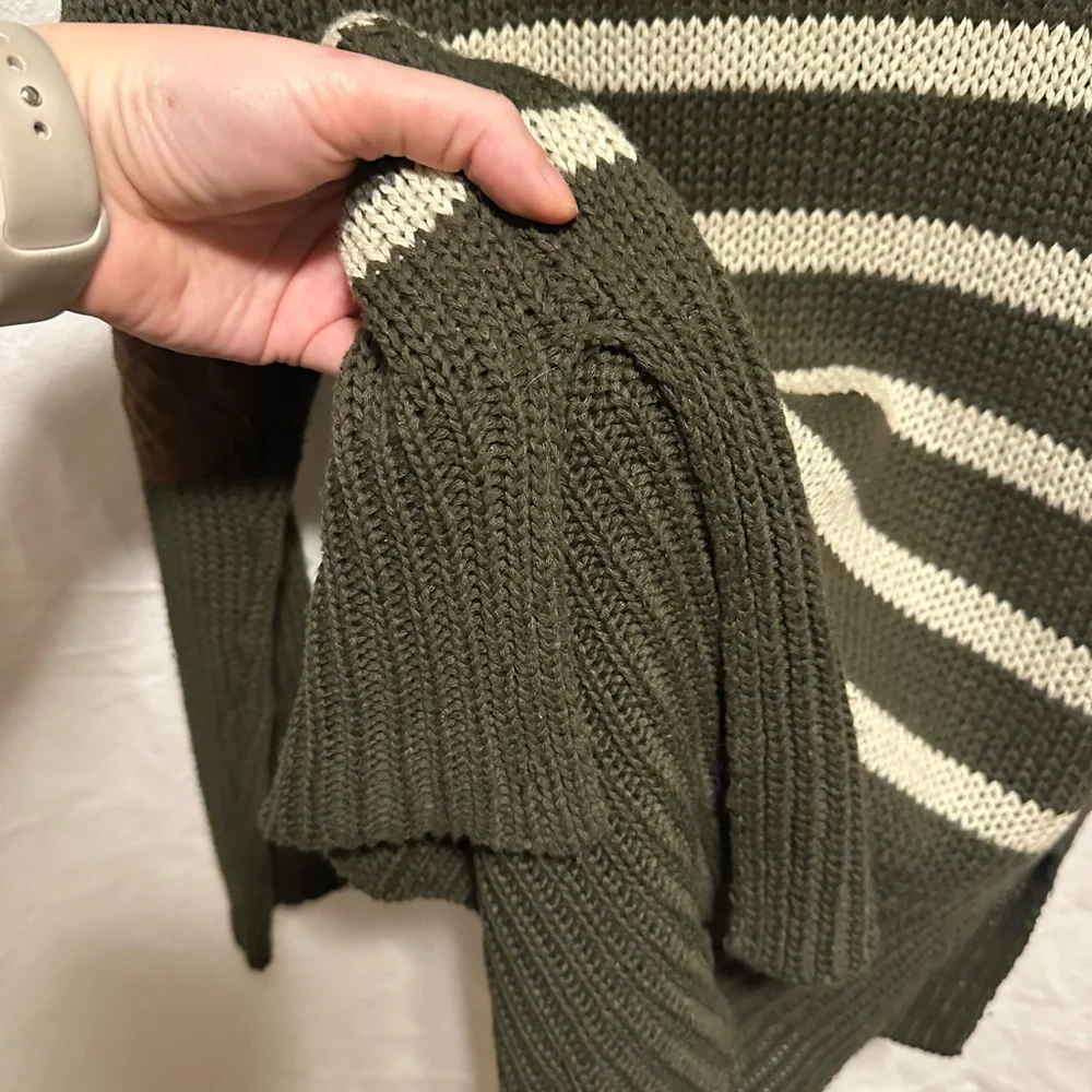 Alya Oversized Striped Crewneck Sweater with Elbow Patches Size M